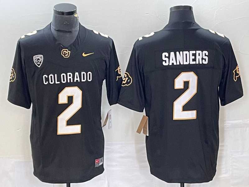 Mens Colorado Buffaloes #2 Shedeur Sanders Black 2023 F.U.S.E. Stitched Football Jersey->->NCAA Jersey
